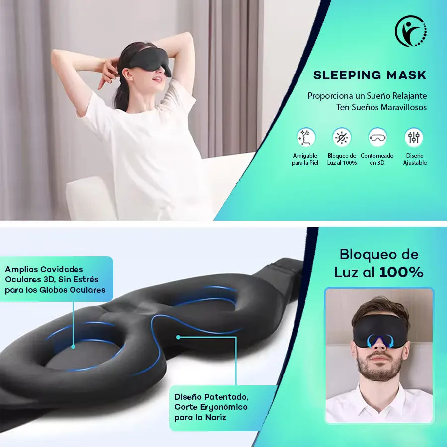 Sleeping Mask - Antifaz para dormir de espuma 3D con oscurecimiento 100% (hipoalergénico)